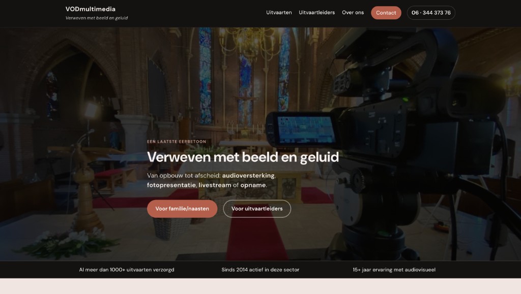 VODmultimedia homepage zoals de site nu live staat